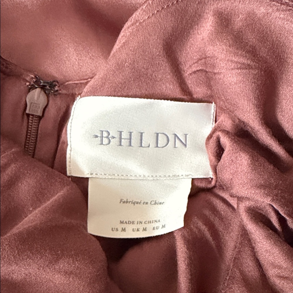 BHLDN Holly Chocolate Brown Satin Halter Midi Dress - Picture 3 of 4